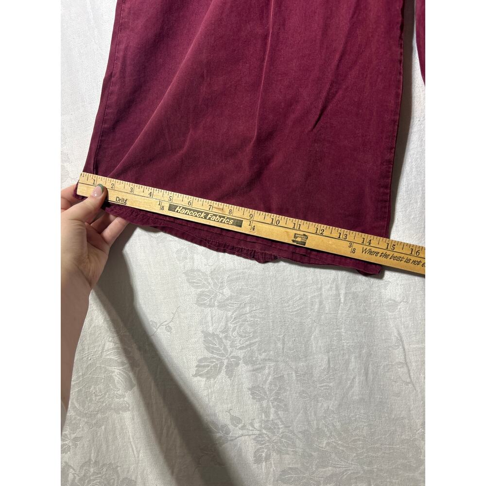 Saturday Sunday Anthropologie Wide Leg Pants Small Burgundy Chambray - Picture 7 of 11